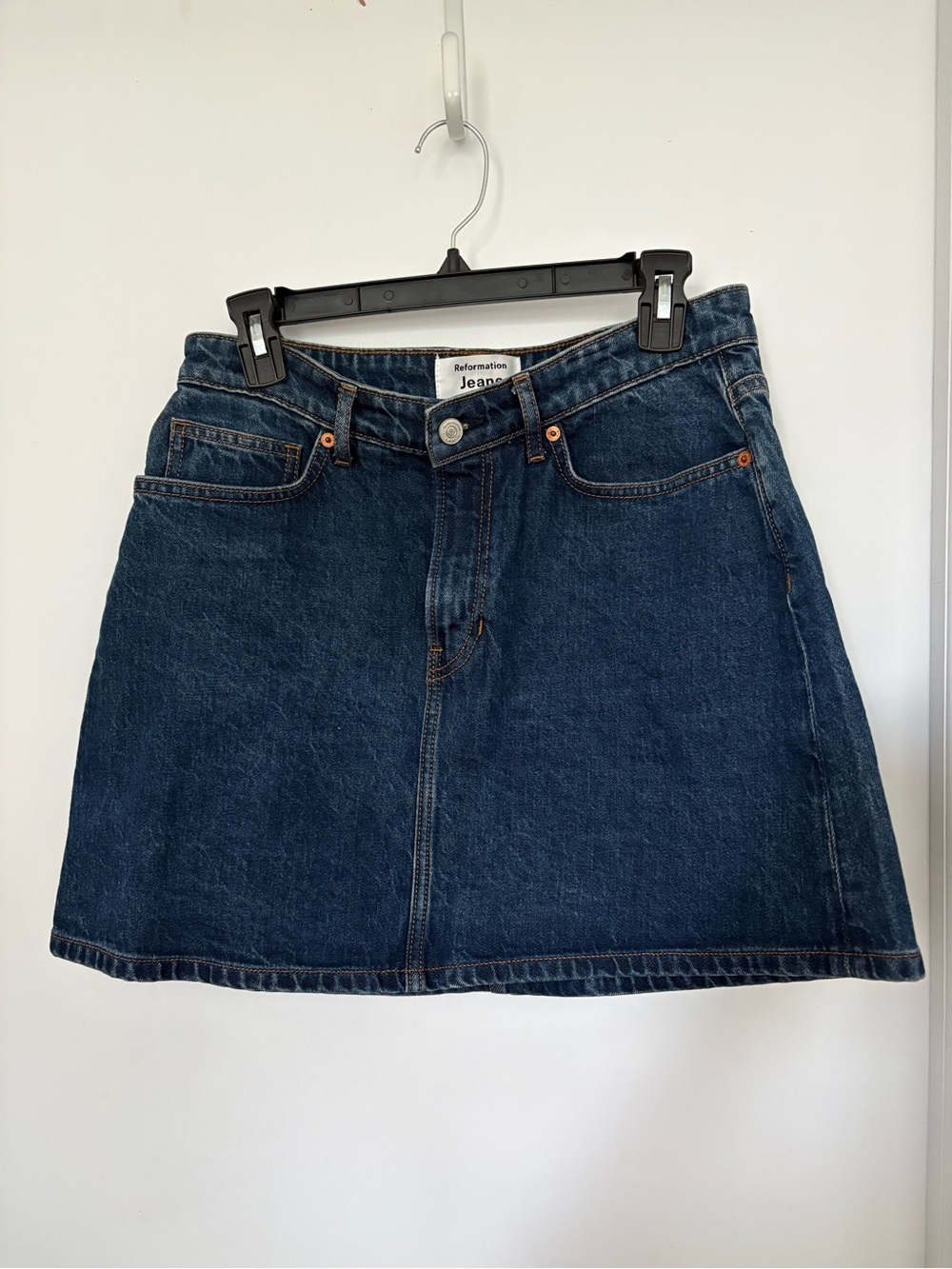 Reformation Lydia Dark Blue Denim A-Line Skirt size 29